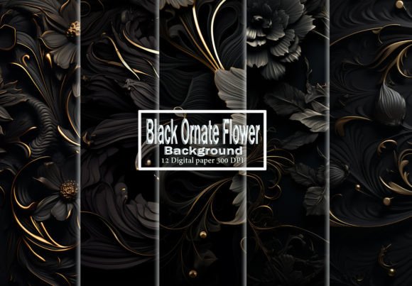 Black Ornate Flower Background for Elegant Backgrounds