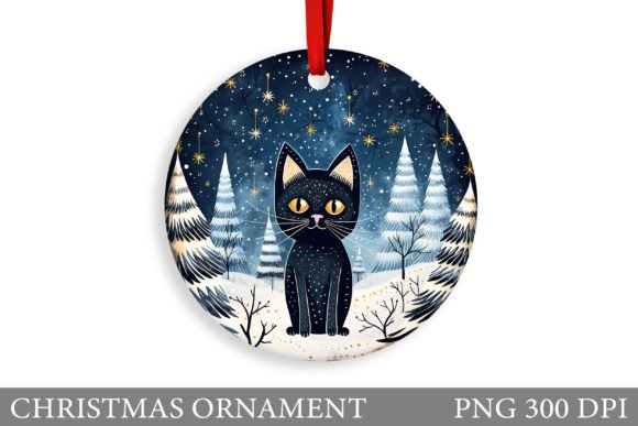Cute Winter Cat Ornament Design for Crafts