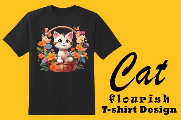 Flourish Cat Illustration for POD & Crafts
