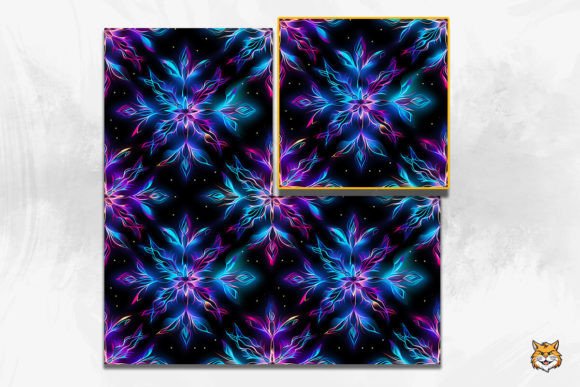 Neon Snowflake Seamless Patterns for Crafters