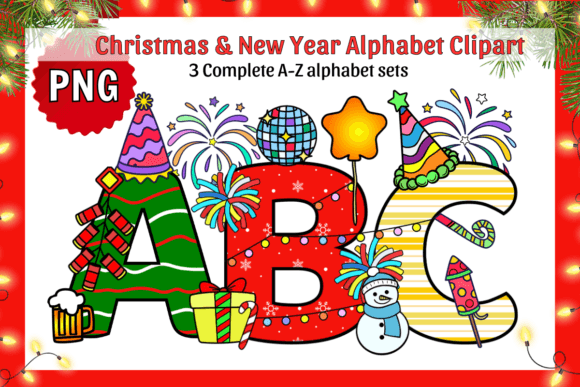 New Year Alphabet PNG for Crafts