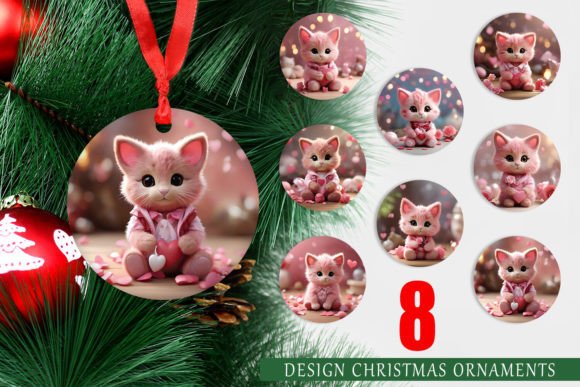 Ornament Valentine Cat for Crafts & Branding
