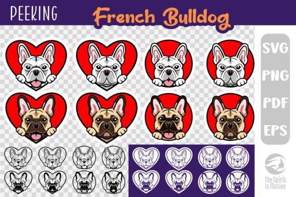 Peeking Frenchie Keychain Heart Clipart for Crafts