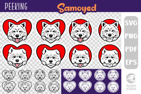 Peeking Samoyed Heart Clipart for Crafts