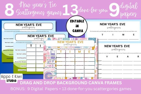 Reviewing the NEW YEAR S Scattergories Canva Template