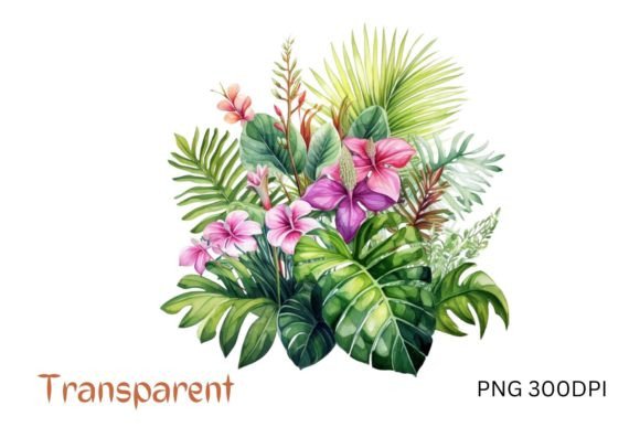 Tropical Flowers Clipart for Crafts & Sales